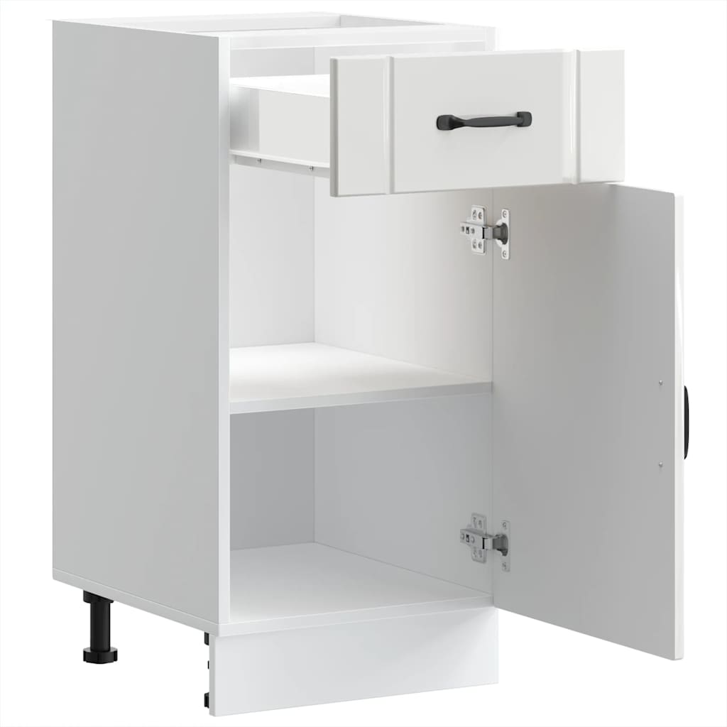 Kitchen Base Cabinet Lucca High Gloss White Engineered Wood