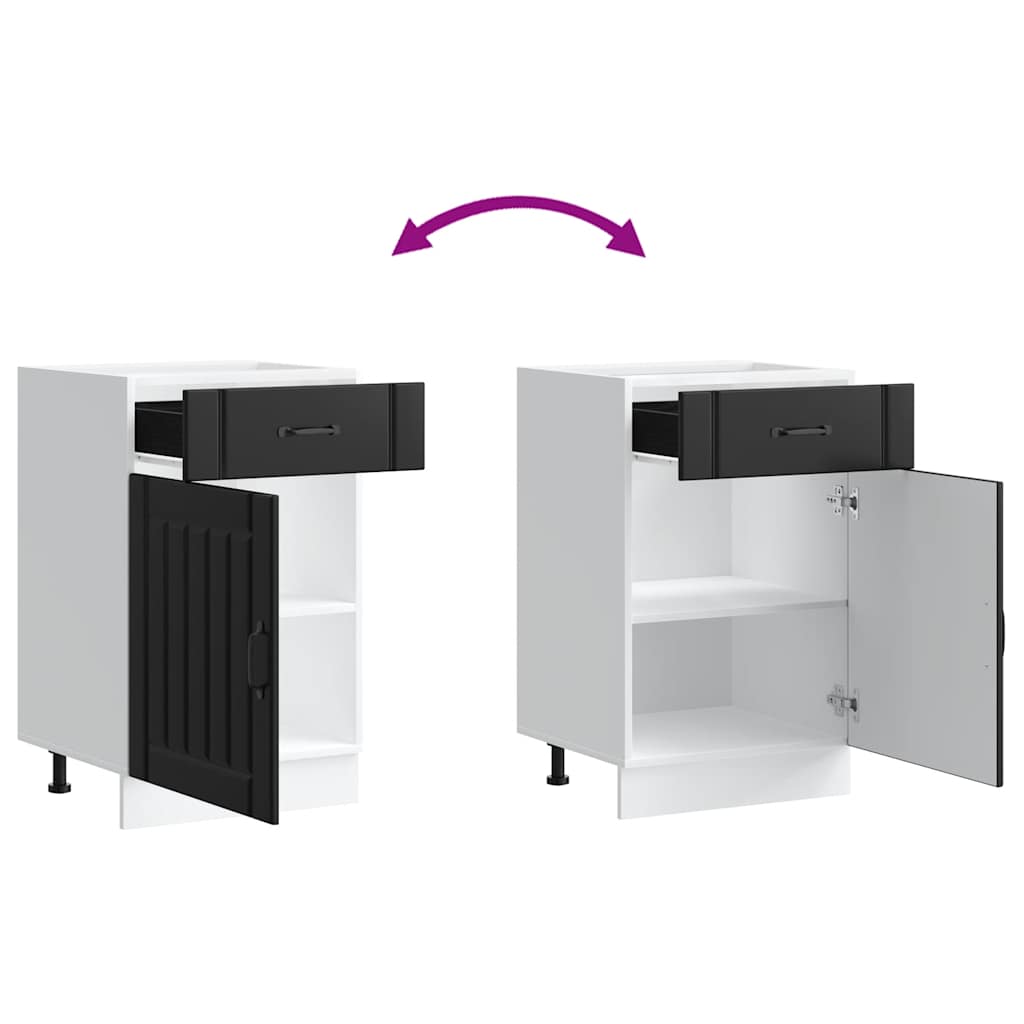 Kitchen Base Cabinet Lucca Black Engineered Wood