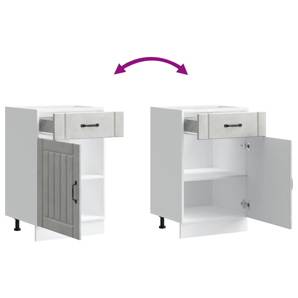 Kitchen Base Cabinet Lucca Concrete Grey Engineered Wood