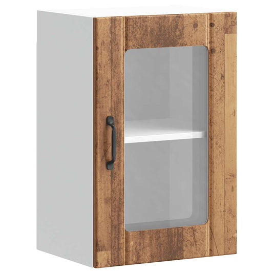 Kitchen Wall Cabinet with Glass Door Lucca Old Wood