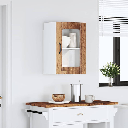 Kitchen Wall Cabinet with Glass Door Lucca Old Wood