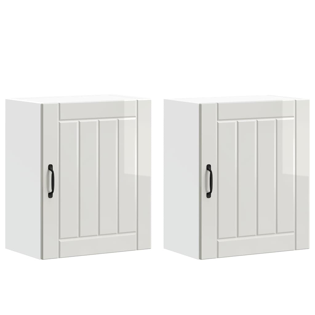 Kitchen Wall Cabinets 2 pcs Lucca High Gloss White Engineered Wood