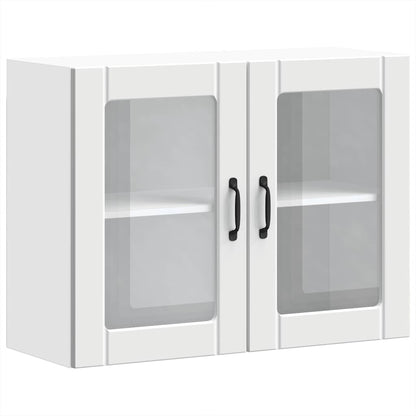 Kitchen Wall Cabinet with Glass Door Lucca White Engineered Wood