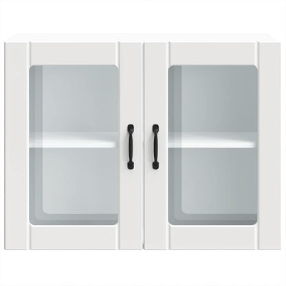 Kitchen Wall Cabinet with Glass Door Lucca White Engineered Wood