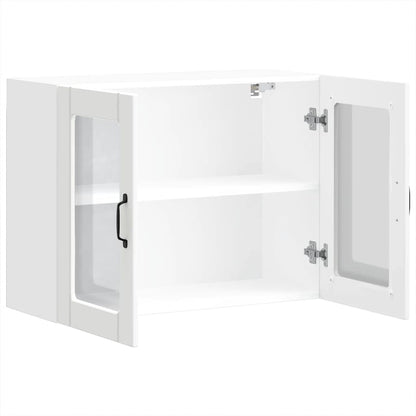 Kitchen Wall Cabinet with Glass Door Lucca White Engineered Wood