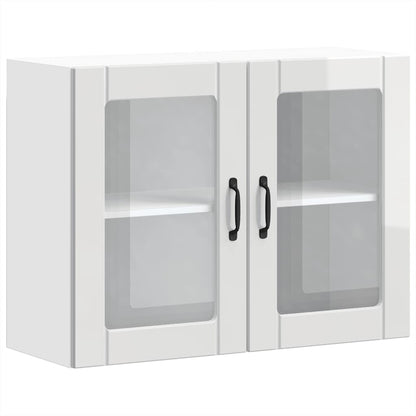 Kitchen Wall Cabinet with Glass Door Lucca High Gloss White Engineered Wood