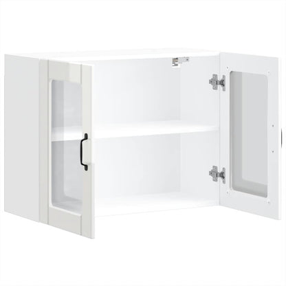 Kitchen Wall Cabinet with Glass Door Lucca High Gloss White Engineered Wood