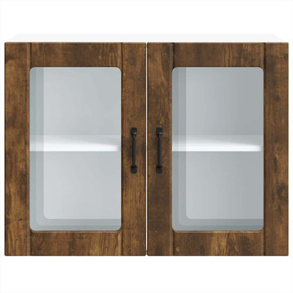 Kitchen Wall Cabinet with Glass Door Lucca Smoked Oak Engineered Wood