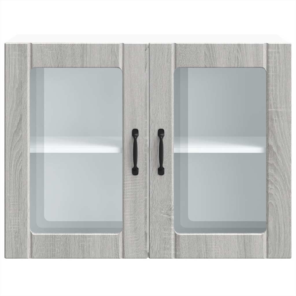 Kitchen Wall Cabinet with Glass Door Lucca Grey Sonoma Engineered Wood