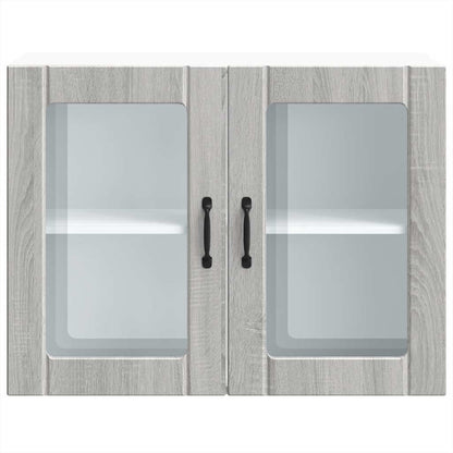 Kitchen Wall Cabinet with Glass Door Lucca Grey Sonoma Engineered Wood