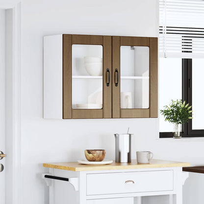 Kitchen Wall Cabinet with Glass Door Lucca Brown Oak Engineered Wood