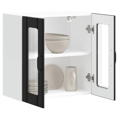 Kitchen Wall Cabinet with Glass Door Lucca Black Engineered Wood