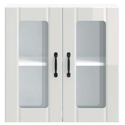 Kitchen Wall Cabinet with Glass Door Lucca High Gloss White Engineered Wood