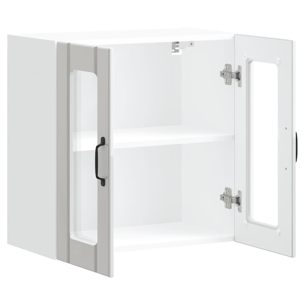 Kitchen Wall Cabinet with Glass Door Lucca High Gloss White Engineered Wood