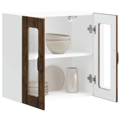Kitchen Wall Cabinet with Glass Door Lucca Smoked Oak Engineered Wood