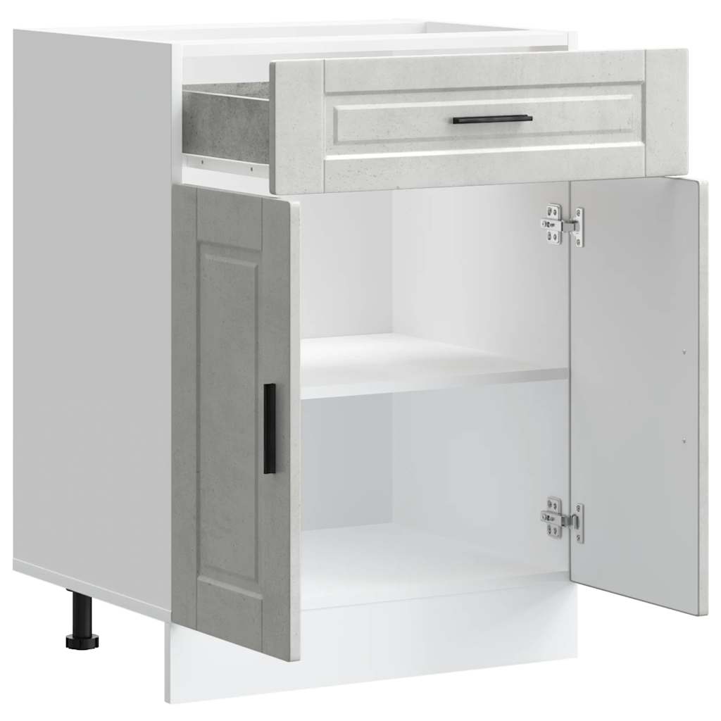 Kitchen Base Cabinet Porto Concrete Grey Engineered Wood