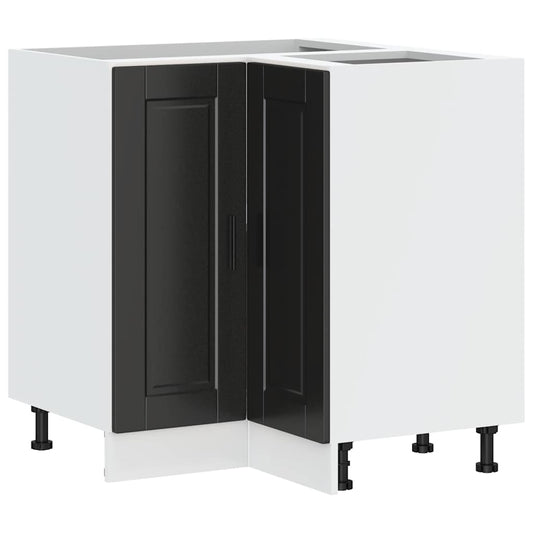 Kitchen Corner Base Cabinet Porto Black Engineered Wood