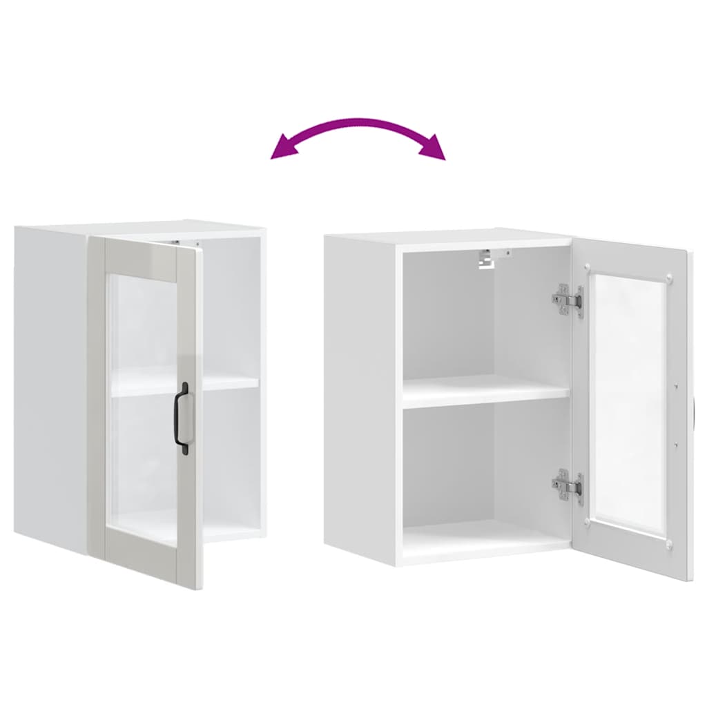 Kitchen Wall Cabinet with Glass Door Porto High Gloss White