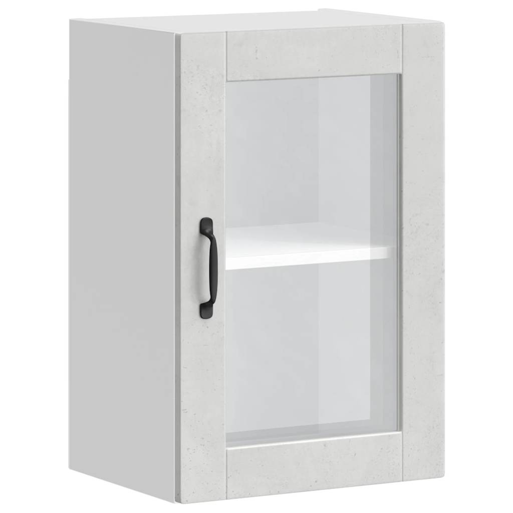 Kitchen Wall Cabinet with Glass Door Porto Concrete Grey