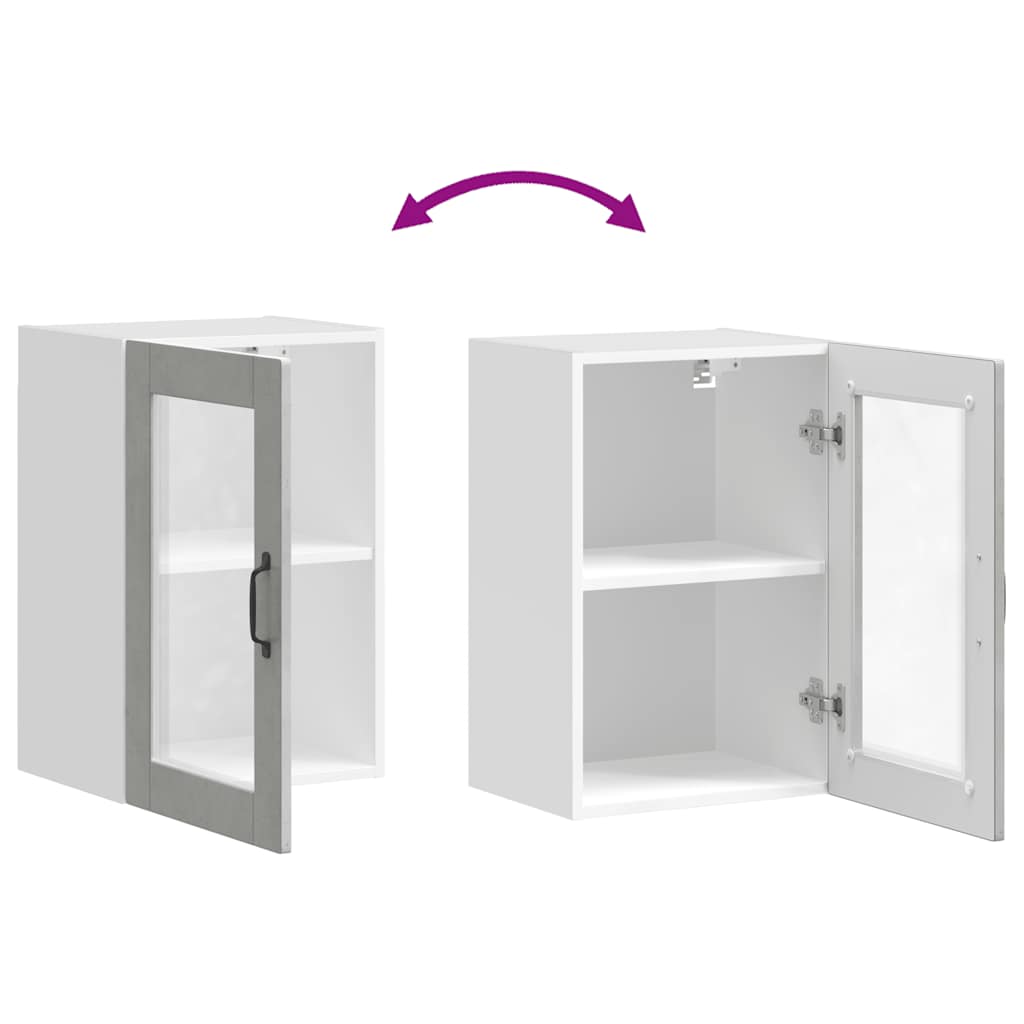 Kitchen Wall Cabinet with Glass Door Porto Concrete Grey