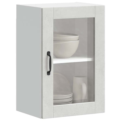 Kitchen Wall Cabinet with Glass Door Porto Concrete Grey