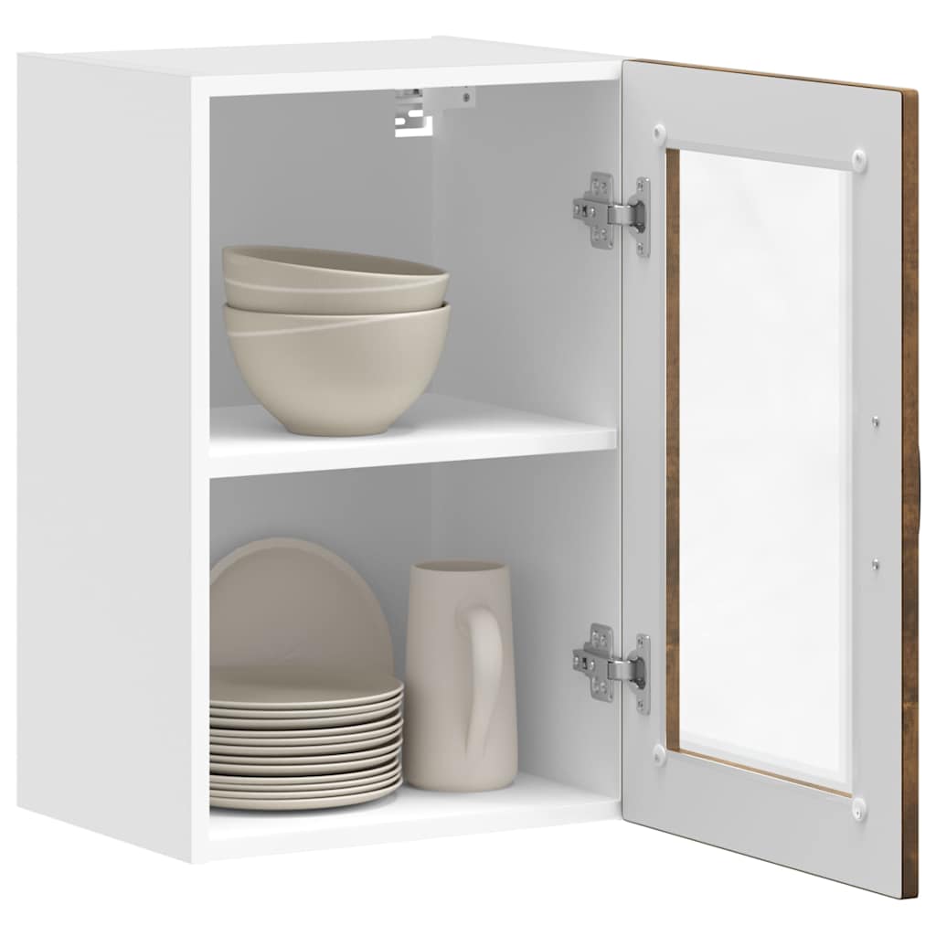 Kitchen Wall Cabinet with Glass Door Porto Smoked Oak