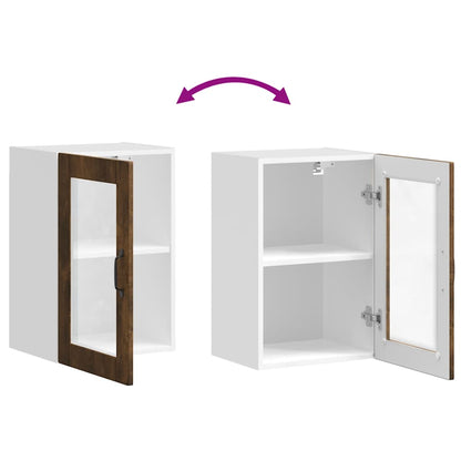 Kitchen Wall Cabinet with Glass Door Porto Smoked Oak