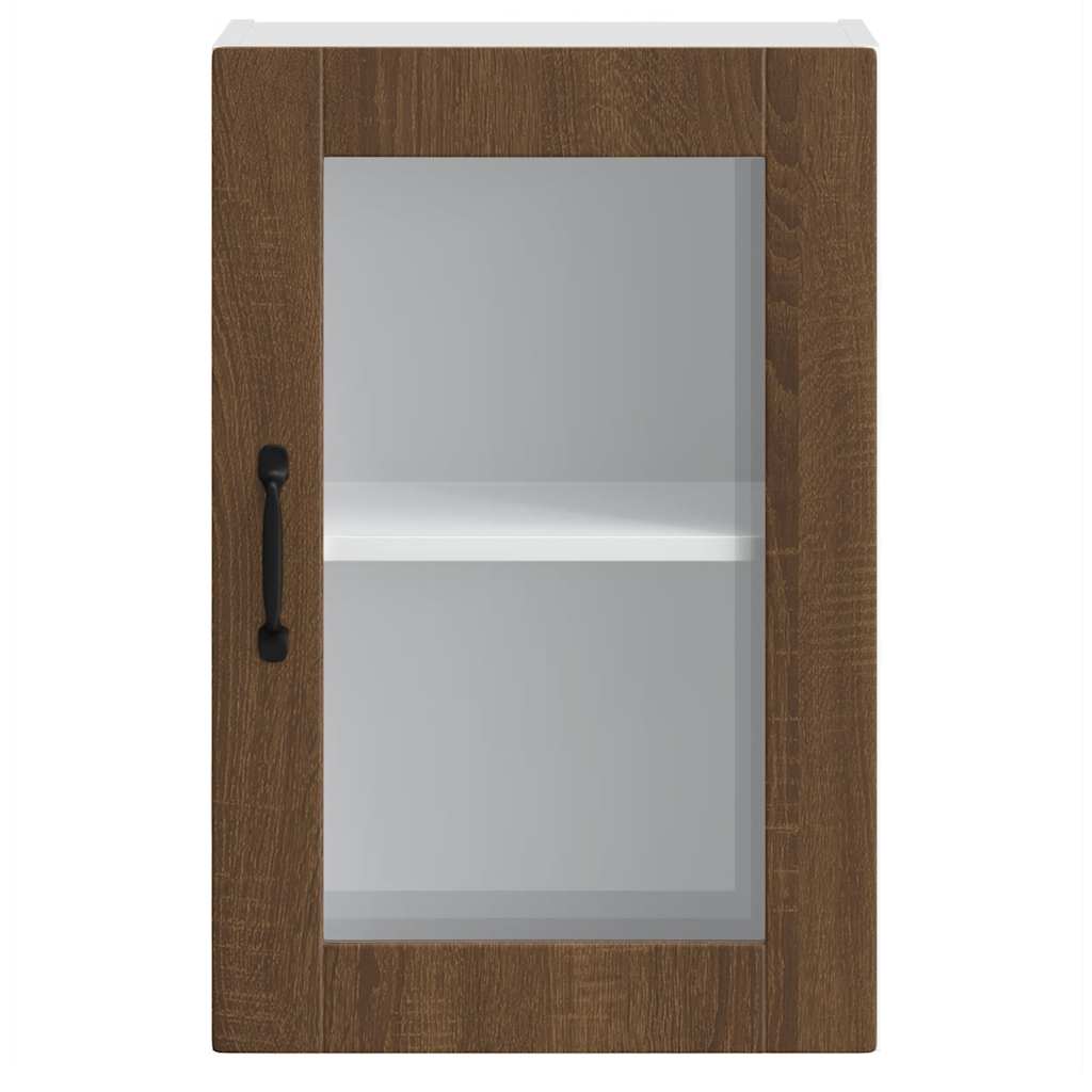 Kitchen Wall Cabinet with Glass Door Porto Brown Oak