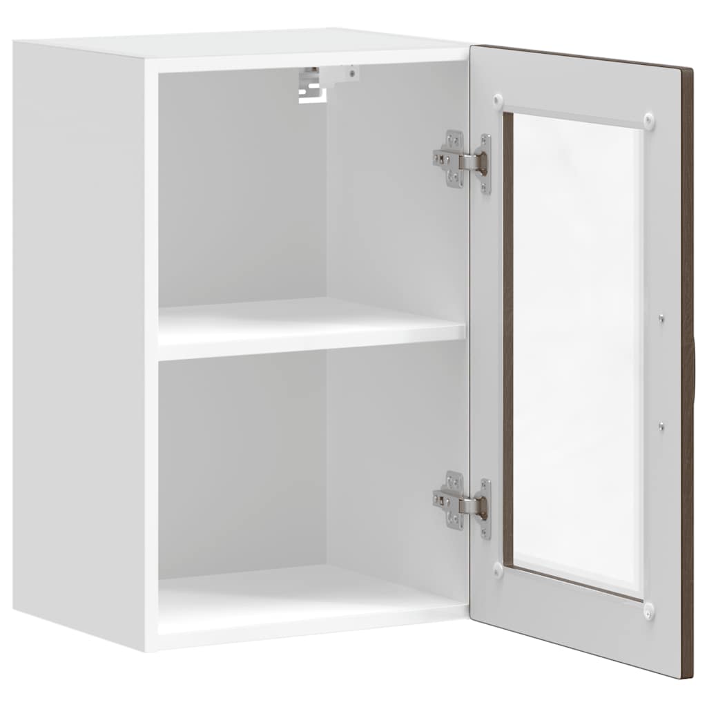 Kitchen Wall Cabinet with Glass Door Porto Brown Oak