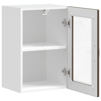 Kitchen Wall Cabinet with Glass Door Porto Brown Oak