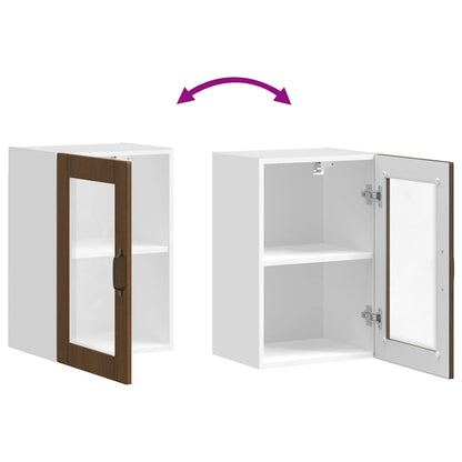 Kitchen Wall Cabinet with Glass Door Porto Brown Oak