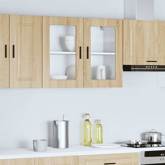 Kitchen Wall Cabinet with Glass Door Porto Sonoma Oak