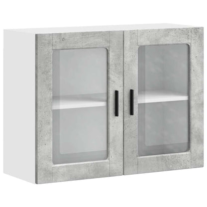 Kitchen Wall Cabinet with Glass Door Porto Concrete Grey
