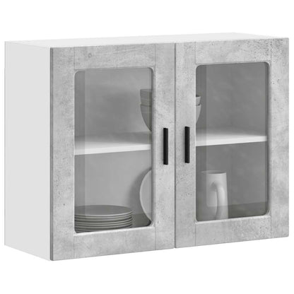 Kitchen Wall Cabinet with Glass Door Porto Concrete Grey