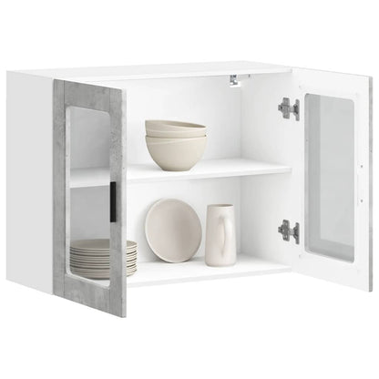 Kitchen Wall Cabinet with Glass Door Porto Concrete Grey