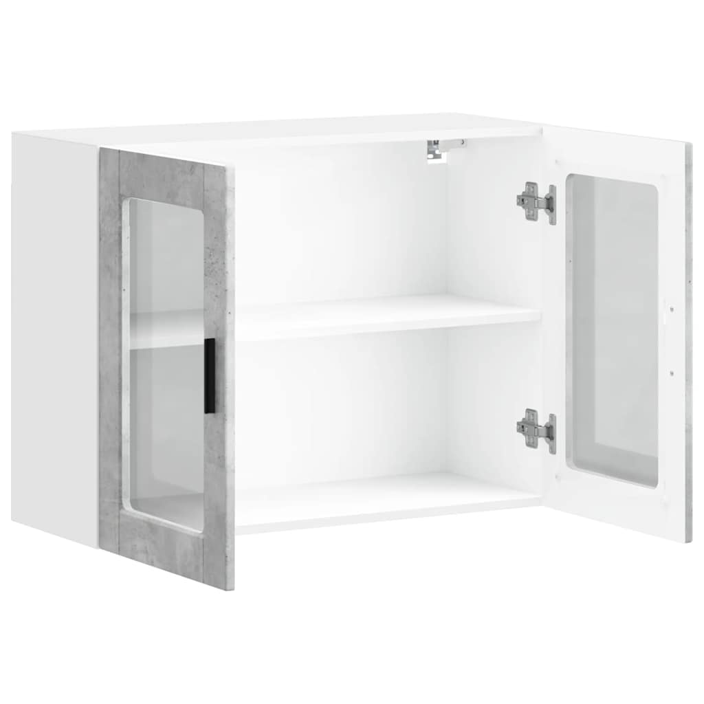 Kitchen Wall Cabinet with Glass Door Porto Concrete Grey