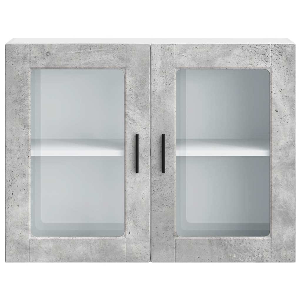 Kitchen Wall Cabinet with Glass Door Porto Concrete Grey
