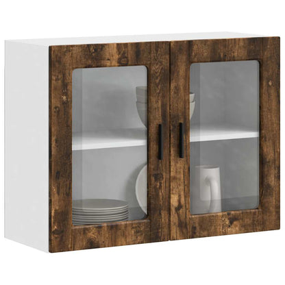Kitchen Wall Cabinet with Glass Door Porto Smoked Oak