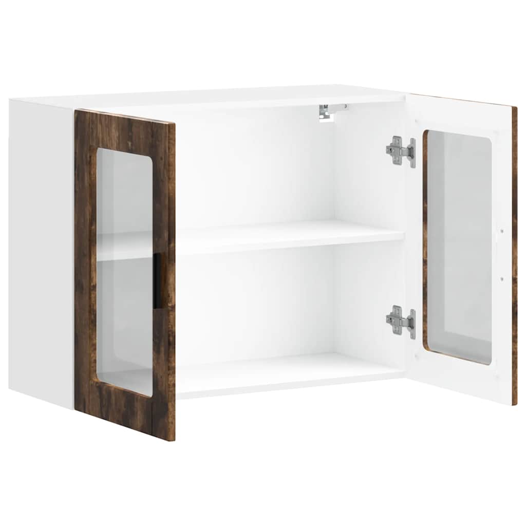 Kitchen Wall Cabinet with Glass Door Porto Smoked Oak