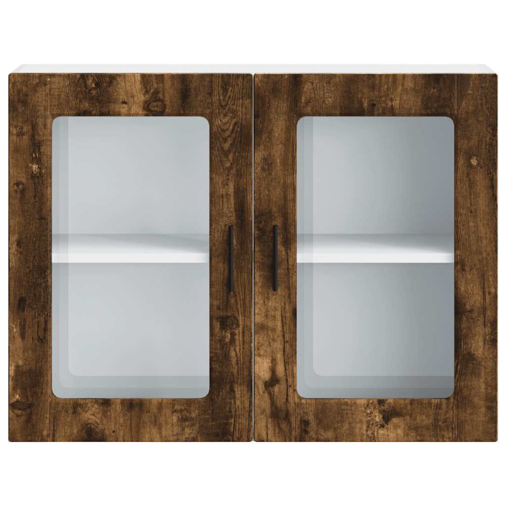 Kitchen Wall Cabinet with Glass Door Porto Smoked Oak