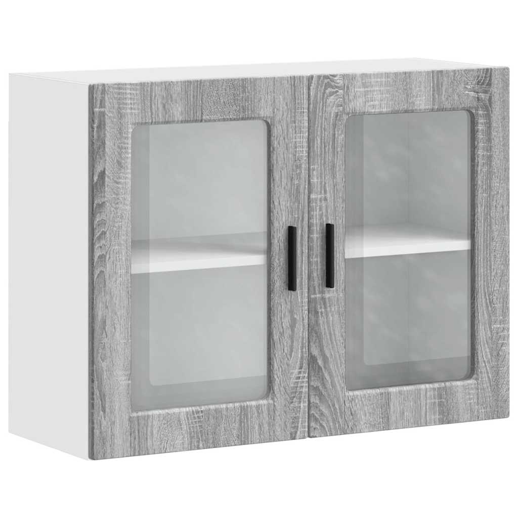 Kitchen Wall Cabinet with Glass Door Porto Grey Sonoma
