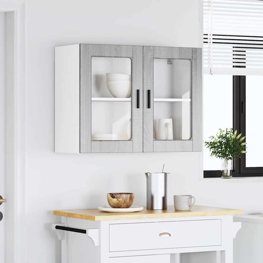Kitchen Wall Cabinet with Glass Door Porto Grey Sonoma