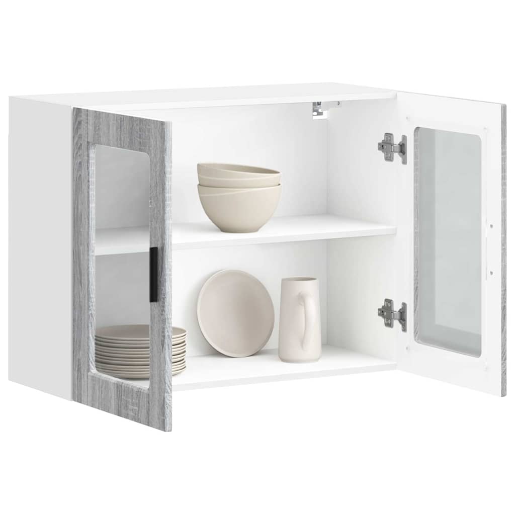 Kitchen Wall Cabinet with Glass Door Porto Grey Sonoma