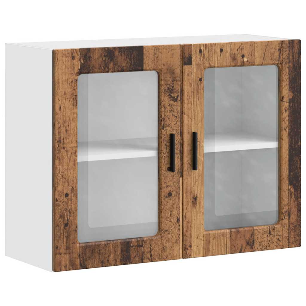 Kitchen Wall Cabinet with Glass Door Porto Old Wood