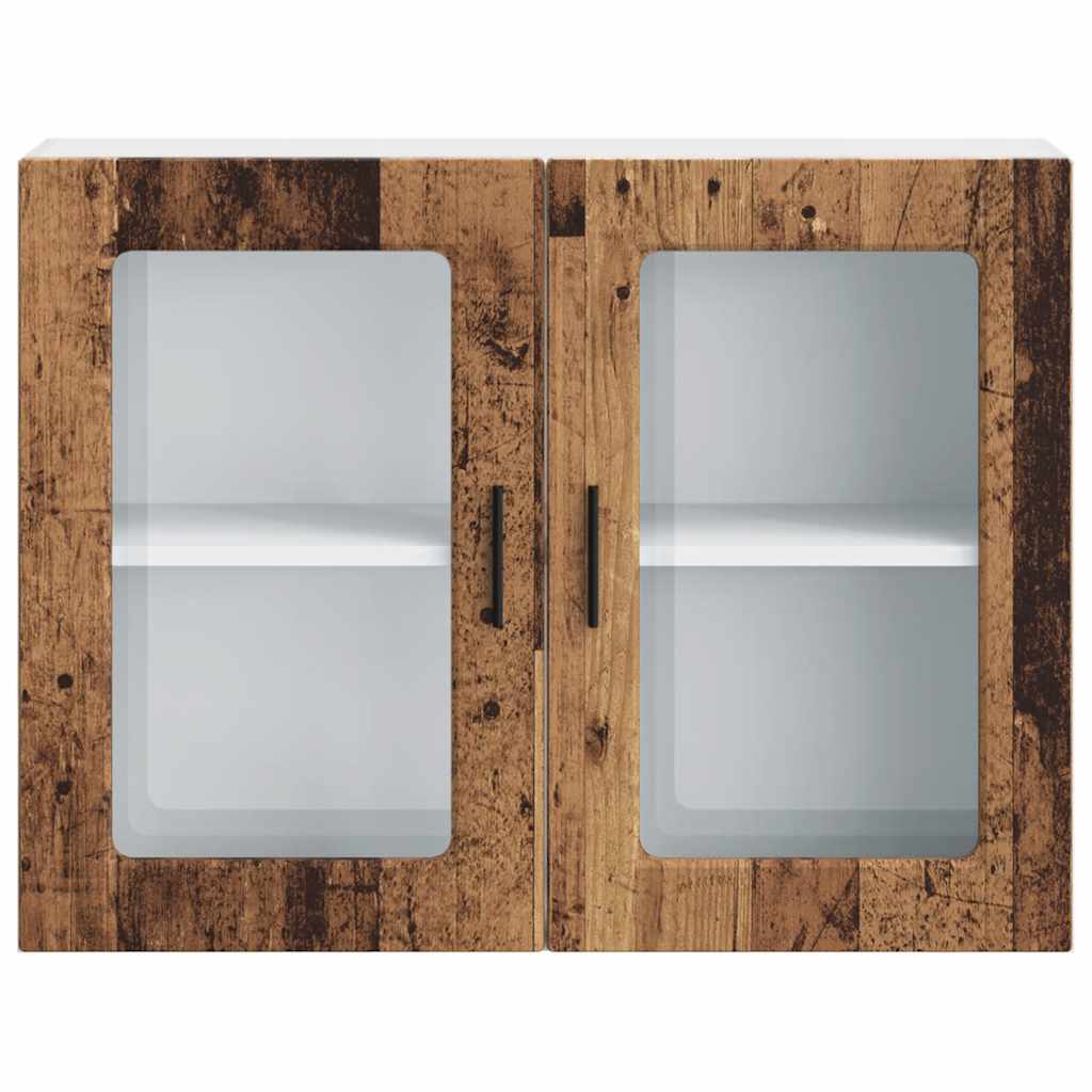 Kitchen Wall Cabinet with Glass Door Porto Old Wood