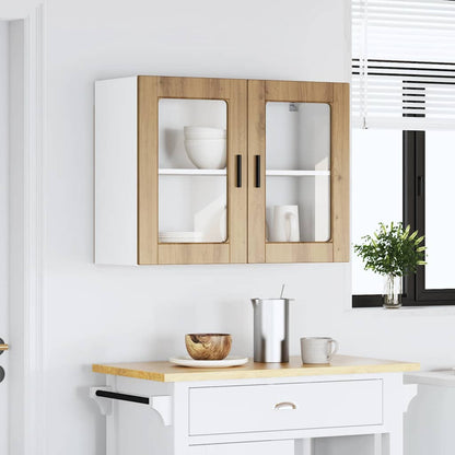 Kitchen Wall Cabinet with Glass Door Porto Artisan Oak