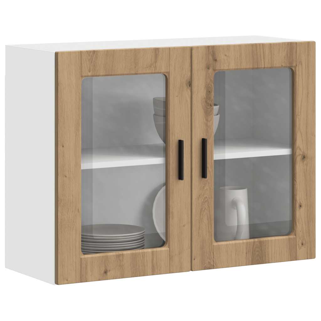 Kitchen Wall Cabinet with Glass Door Porto Artisan Oak