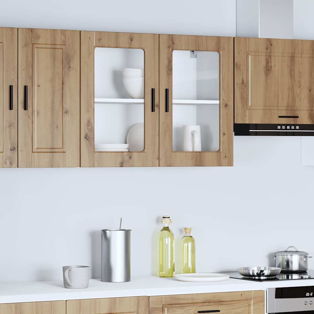 Kitchen Wall Cabinet with Glass Door Porto Artisan Oak