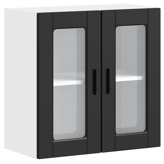 Kitchen Wall Cabinet with Glass Door Porto Black