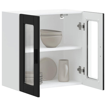 Kitchen Wall Cabinet with Glass Door Porto Black